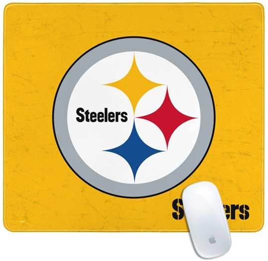Vista 6 de Skinit Alfombrilla de mouse pequeña para juegos, diseño oficial de Pittsburgh Steelers con bordes cosidos, impermeable, base de goma antideslizante