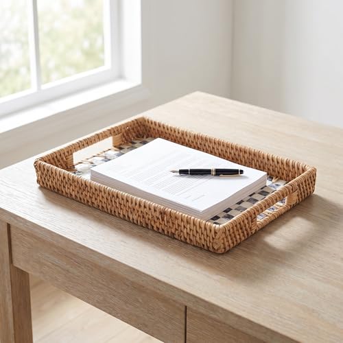 Rangement pour Magazines Zerodeko format lettre avec corbeille à courrier rotin