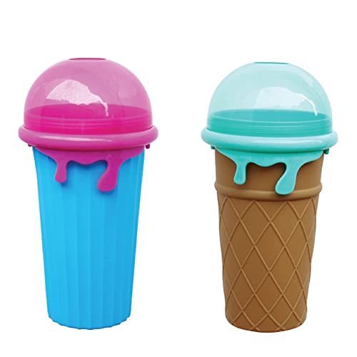 2 copas de granizado, para hacer granizados, 500 ml, Tik TOK Slushy Ice Cup Freeze Squeeze Cup Cooling Maker Cup