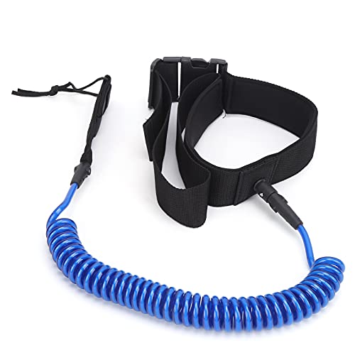 TPU Surfboard Leash, Coil Leash Comfortable High Elastic Surfing Safety Traction Rope (Orang) (Blue and white core)