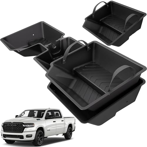 AutoBull Under Seat Storage Compatible with 2019-2026 Dodge Ram 1500 Crew Cab New Body Style (Not for Classic), Upgraded Rear Underseat Organizer Cargo Box