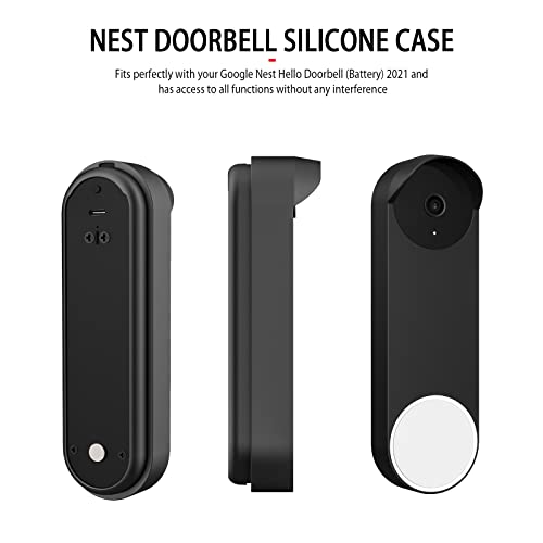 Image of Silicone Case for Google Nest Hello Doorbell (Battery) Cover - Weatherproof Protective Silicone Doorbell Skin Case (Black)