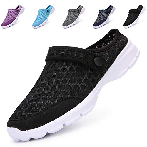Acfoda Mules et Sabots Femme Légère Chaussures Jardin Homme Souple Respirante Piscine Sandales Pantoufle de Plage Antidérapant Chaussons Noir 42 Cover