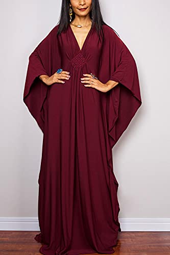 ثوب طويل صيفي من يو كيه دي، بتصميم بوهيمي للشاطئ، رداء علوي مقاس واحد, ايه ريد, قياس واحد، للنساء