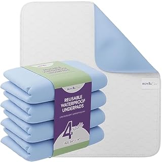 Incontinence Bed Pads - Reusable Waterproof Underpad Chair, Sofa and Mattress Protectors - Highly Absorbent, Machine Washable - for Children, Pets and Seniors (34x36 (Pack of 4), Blue)