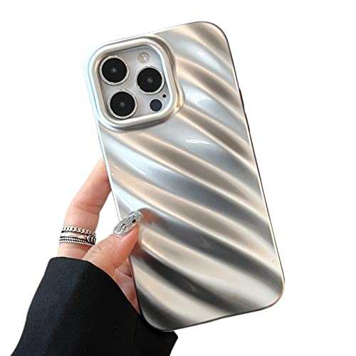 Coque iPhone 14 Pro Max silicone antichoc argent vagues RALEAVO