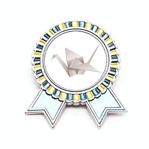 Broche grue origami en métal géométrique taille M pour veste et manteau