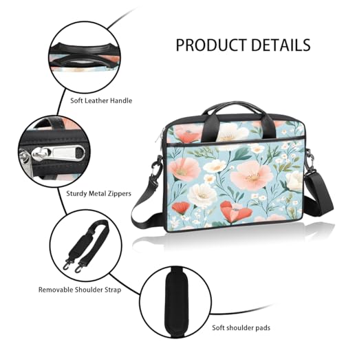 Bolsa para Laptop con Flores Rojas y Blancas 15 Pulgadas miniatura 4