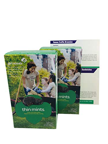 Girl Scout Cookies Thin Mints 2 Pack, 9oz Each - Comes with 4 Fun, Unique Recipes for Thin Mints, Samoas, Tagalongs and Do-si-dos