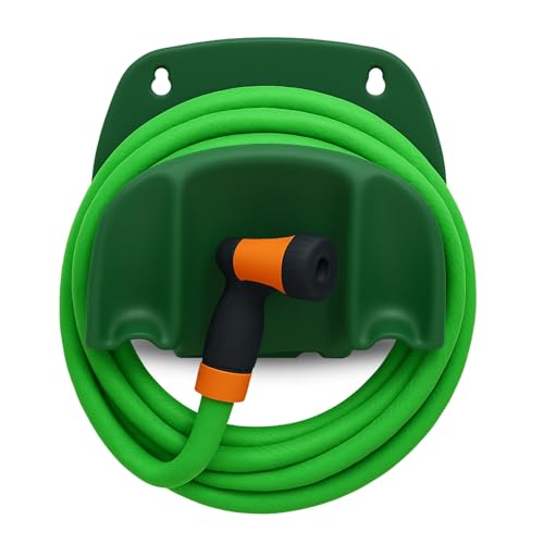 TECHZOCO Soporte para Manguera jardín plástico, Colgador de Manguera de jardín, Porta mangueras para Pared, Organizador Manguera jardín, 25 cm Ancho X 15 cm Alto X 15 cm Fondo, Universal, Verde