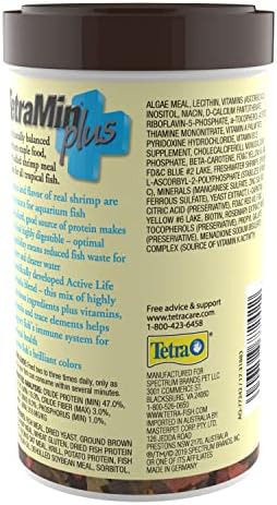 Tetra TetraMin Plus Tropical Flakes 2.2 Ounces, Nutritionally Balanced Fish Food, With Added Shrimp