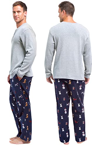 PajamaGram Christmas Pajamas Men - PJ for Men, Navy, LG2