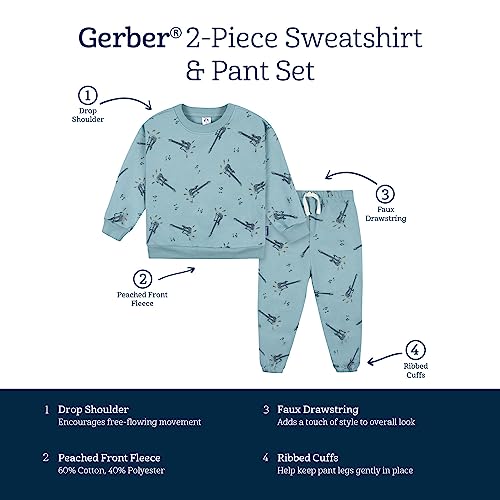 Image of Gerber baby-boys Baby Boys Toddler 2-piece Fleece Sweatshirt and Jogger Set