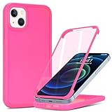 CoozCase for iPhone 13 mini Case with Built-in Screen Protector & Full Body Protective,for Apple iPhone 13 mini Phone Cases for Men Women Girl-Rose Red