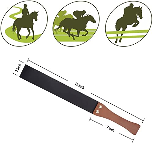 Pwbslai Leather Paddle, 19'' Leather Riding Crop Whip With Anti Slip Wooden Handle, Horse Whip For Horses Riding Equestrianism, Black #TOP2