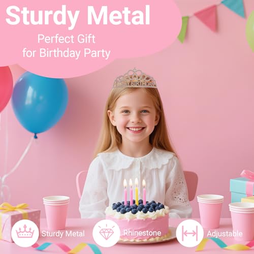 Birthday Tiara and Crown with Sash, Birthday Tiara for Women Party Rose