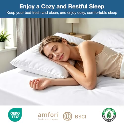 Image of Safe and Sound Mattress Protector, Premium 100% Waterproof Mattress Cover, Noiseless Breathable Soft, Fitted Deep Pocket 8-21'' Bed Cover Twin 2PACK