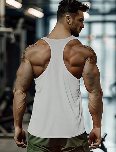 Image of Men's Gym Stringer Polyster Tank Top, Sleeveless Workout Vest, Training and Fitness Bodybuilding Wear