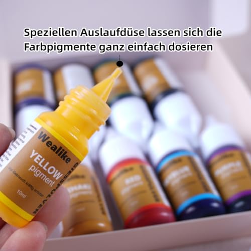 Wealike Pigment auf Wasserbasis 10ml x 9 Set Farbpigmente für Gießpulver | gips zum gießen