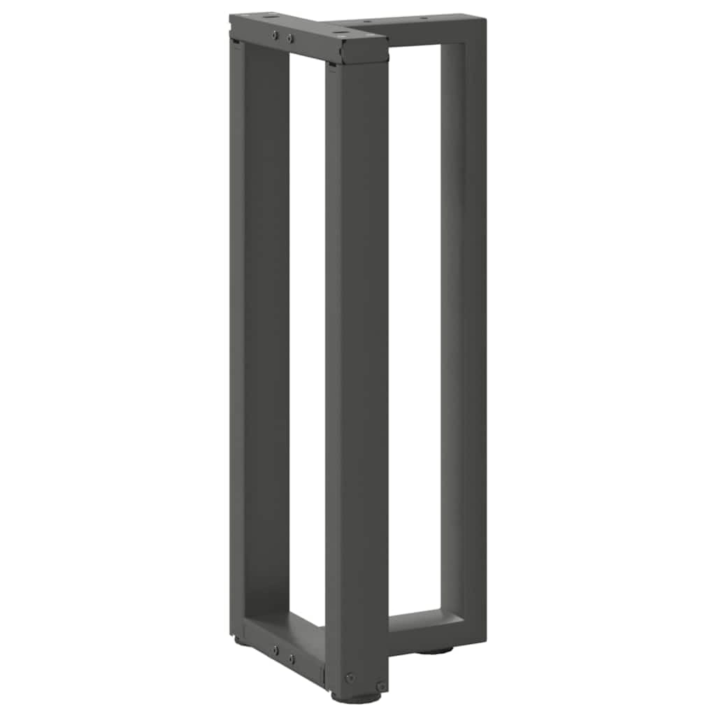 Nogi stołu konsolowego w kształcie litery T ze stali malowanej proszkowo, antracytowe, 25 x 28 x (72-73) cm, 2 sztuki z regulowanymi nóżkami poziomującymi, do stołu jadalnego, biurka, stołu