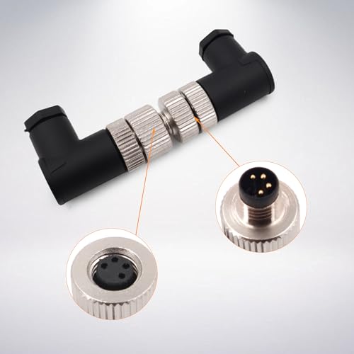Conector M8 codo de 4 polos con codificación A y ensamble de tornillo de alta resistencia 6