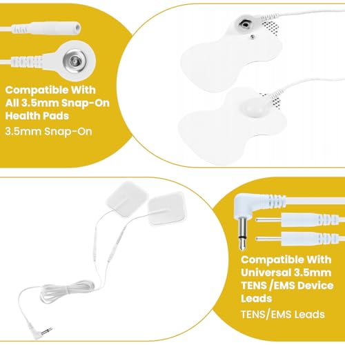Image of 6 Pcs TENS Wires Pin Electrode DC 3.5mm Plug Cables | Electrode Lead Wire Adapters, Featuring Pin & Snap Connections for TENS, EMS, IF Units