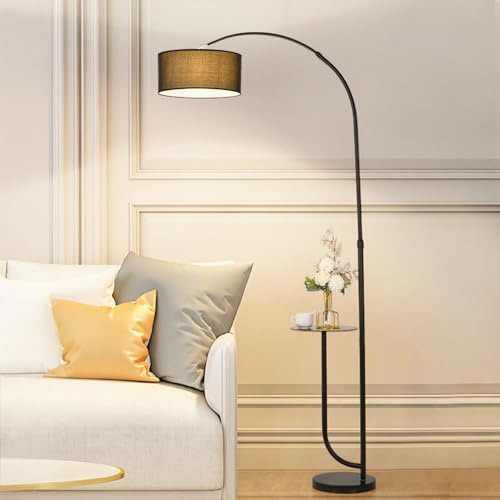 Lampadaire classique noir à arc de designer réglable avec table - 3