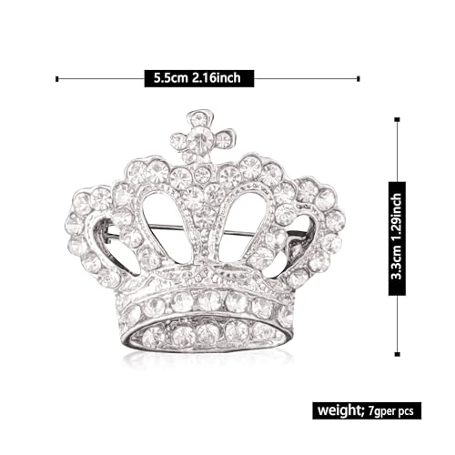 Image of YUNXI King Queen Royal Crown Brooch For Women Men Fashion Gold Silver Rhinestones Crystal Brooches Pin Wedding Party Banquet Birthday