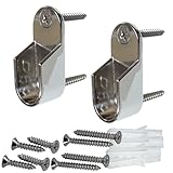 Oval Closet Rod End Supports | Screw on Type | 15mm x 30mm | Polished Chrome | 10 Pack