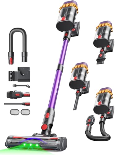 Ivormentico V10 EVO Aspiradora sin Cable, 50Kpa/70Mins Aspiradoras Escoba con Modo Automático, Depósito Doble de 1.8L, Pantalla Táctil LED, Ideal para Pelo de Mascotas/Alfombras/Suelos Duros