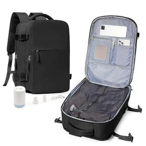 Image of Vacuum Travel Backpack with Pump for Women Men, Carry on Air Backpack for Flight Approved, Personal Item Luggage Backpacks