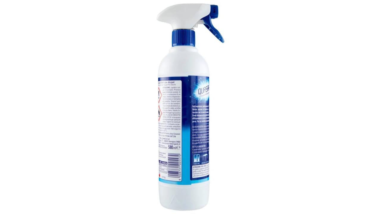 Quasar - Limpiador de cristales con alcohol (12 unidades, 580 ml, incluye llavero Italy Shop Service gratuito)