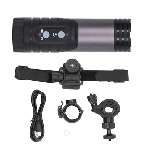 Image of JK Vision 1080P HD Bike Motorcycle Helmet Camera Flashlight, Anti Shake Sports DV, with 12MP Wide Angle Lens, Interconnection, Long Battery Life for Cycling (Dark Gray)