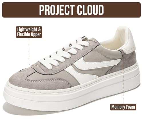 Image of Project Cloud Platform Sneakers for Women Footwear - Memory Foam Insole Womens Shoes, Lightweight and Non-Slip Sole Lace Up Fashion Sneakers for Women 2026 (Volley)