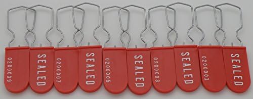 Plastic Padlock Security Seal with Large Shackle Metal Wire (Red, 10 Pack)