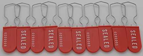 Image of Plastic Padlock Security Seal with Large Shackle Metal Wire (Red, 10 Pack)