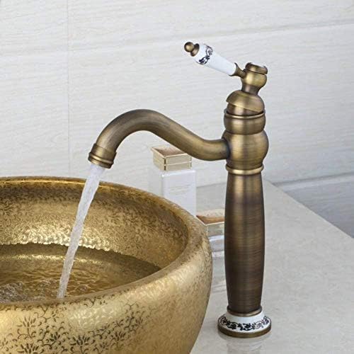 Robinet de lavabo en céramique et mitigeur salle de bain laiton antique