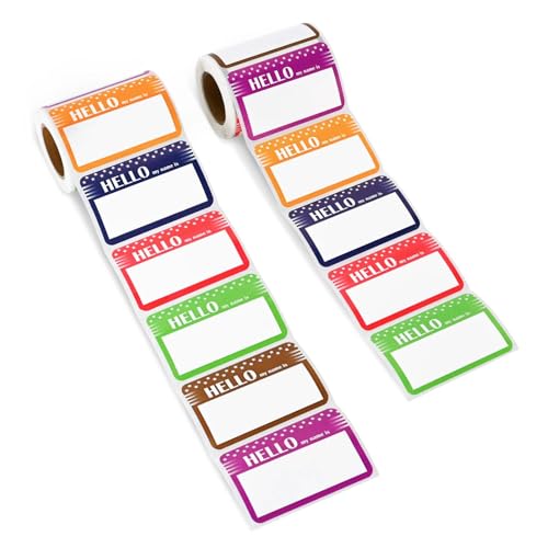 L LIKED Name Tags Stickers 600 Assorted Name Tags for Clothes with Colorful Border No Residue