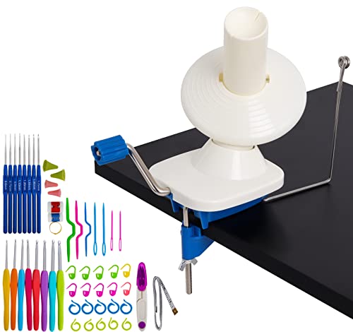 Yarn Ball Winder For Knitting Hand-Operated, Manual Wool Winder Holder For Swift Yarn Fiber String Ball, 4 Ounce Capacity, Knitting Needles Set Included #TOP6