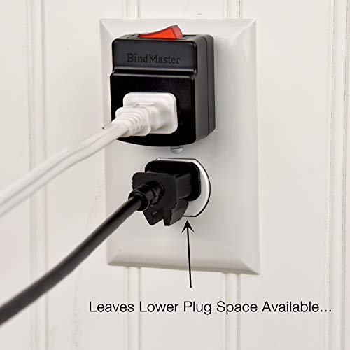 BindMaster 2 Prong Single Port Power Adapter for Outlet with Red Light Indicator On/Off Switch to be Energy Saving, Black {3 Pack}…… - Thumbnail 4
