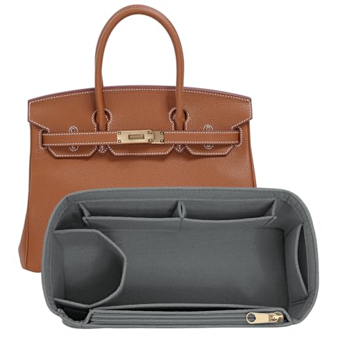 LOUKAYCCI Bolsa organizadora de feltro para bolsa birkin com 30 bolsos (cinza-claro, BK30)