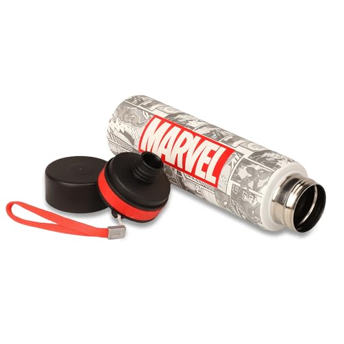Image of SKi Homeware ALIA Premium Stainless Steel Sipper Bottle for Kids | 3D Disney Touch & Feel Print | Wide Mouth + Sipper | BPA-Free, Odorless | 900ml | Leak-Proof | Carrying Sling | Marvel