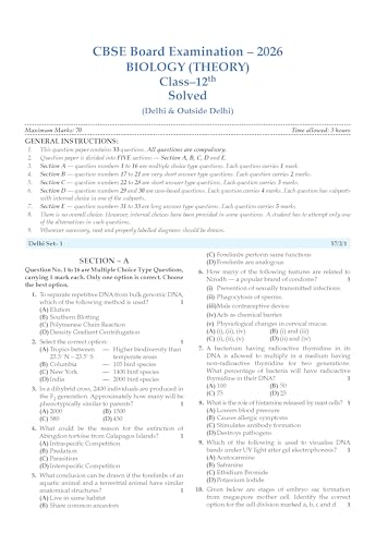 Image of Oswaal CBSE Class 12 Biology Question Bank | Chapter & Topic-wise Solved Papers (2017-2026) | Based on Syllabus (April 2026) | Includes 2026 ... [Apr 09, 2026] Oswaal Editorial Board