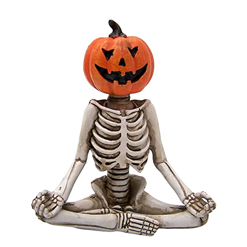Set de 3 estatuas de esqueletos con cabezas de calabaza para Halloween miniatura 6
