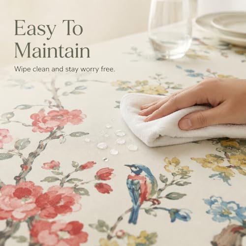 Image of BSB HOME 300 TC Table Cover for 6 Seater Dining Table, Premium Soft Washable Wrinkle & Fade Resistant Table Cloth for Home Kitchen Dining Room Decor, 90 x 60 Inches (228 x 152 cm) - Alabaster Cream
