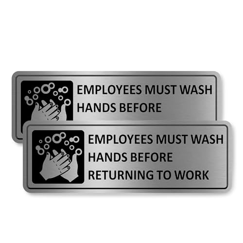 Plaque Employees Must Wash Hands 22,9x7,6 cm aluminium antirouille