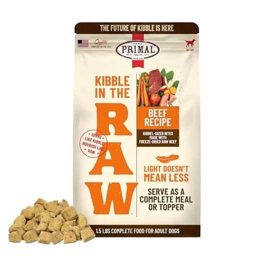 Primal Kibble in The Raw, Freeze Dried Dog Food, Beef, Scoop & Serve, Made with Raw Protein, Whole Ingredient Nutrition, Crafted in The USA, Dry Dog Food 1.5 lb Bag