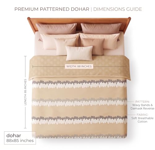 Image of VAS COLLECTIONS Cotton AC Blanket for Double Bed (220x230 cm) | Reversible Soft Lightweight All-Season Blanket | Skin-Friendly & Breathable Comforter (Cream White)