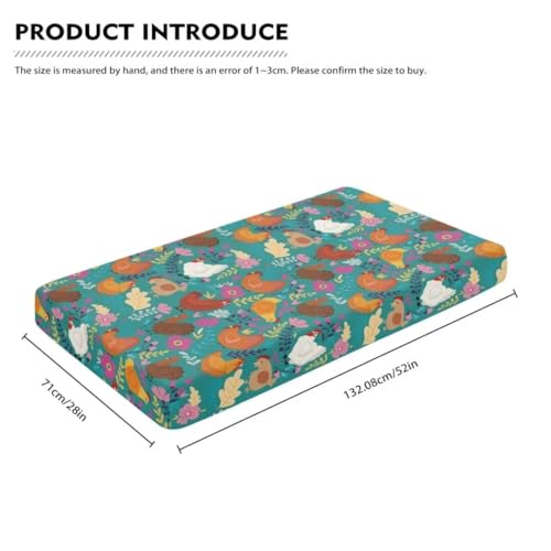 Image of Rooster Hen Baby Crib Sheets Neutral Nursery Bedding Sets Soft&Comfortable Fitted Sheet for Baby and Toddler Beds Crib Covers Safe and Breathable