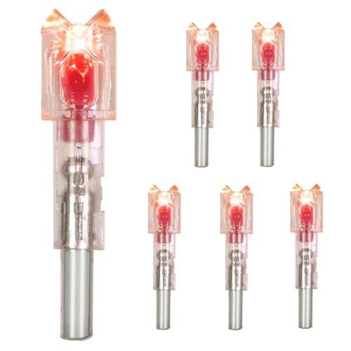 Vcxaykey 6PCS Lighted Nocks for Arrows, Universal Fit for Crossbow Bolts with .285”/.297”/.300”/.305” Bushings, Highly Visibility LED Arrow Nocks, Bowstring Activated on-Off Switch (Red)